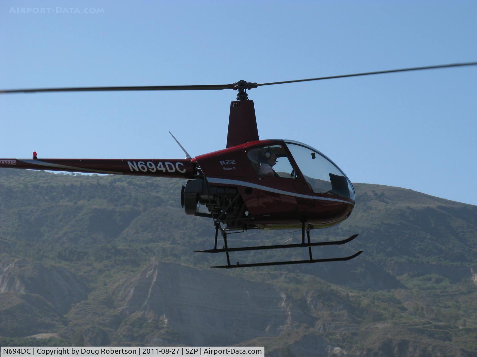 N694DC, 2004 Robinson R22 Beta C/N 3573, 2004 Robinson R22 BETA II, Lycoming O-360 derated to 131 Hp, approach