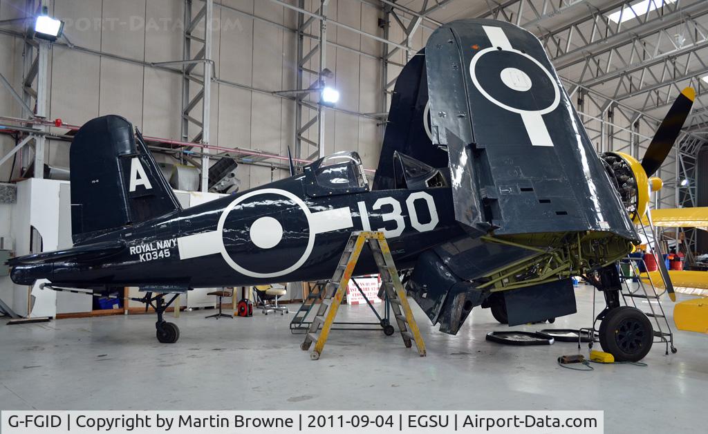 G-FGID, 1945 Goodyear FG-1D Corsair C/N 3111, IN THE HANGAR AT DUXFORD