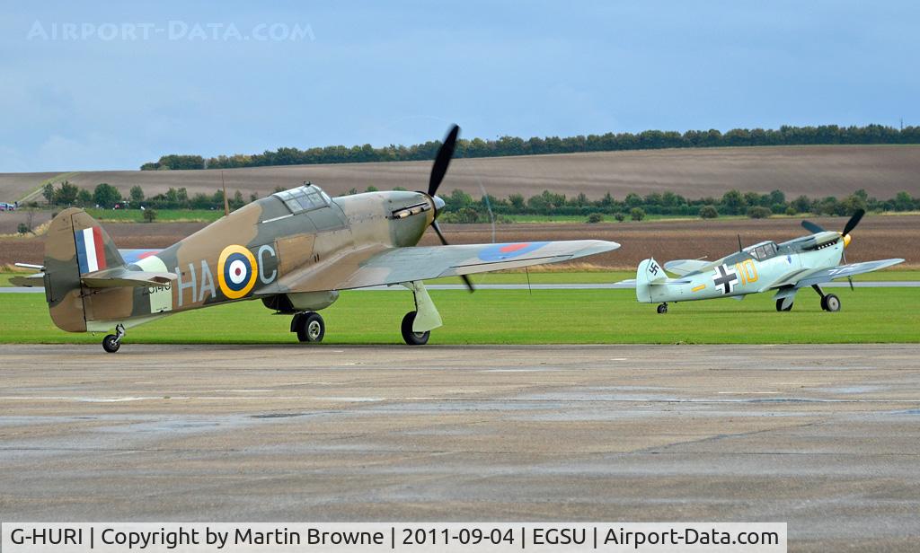 G-HURI, 1942 Hawker (CCF) Hurricane Mk12A C/N 72036, A DULL AND RAINY DAY AT DUXFORD