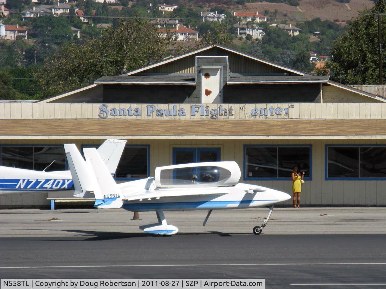 N558TL, 1989 Rutan Long-EZ C/N 1838L, 1989 Lally LONG EZ, Lycoming O-320 pusher, taxi to Rwy 22