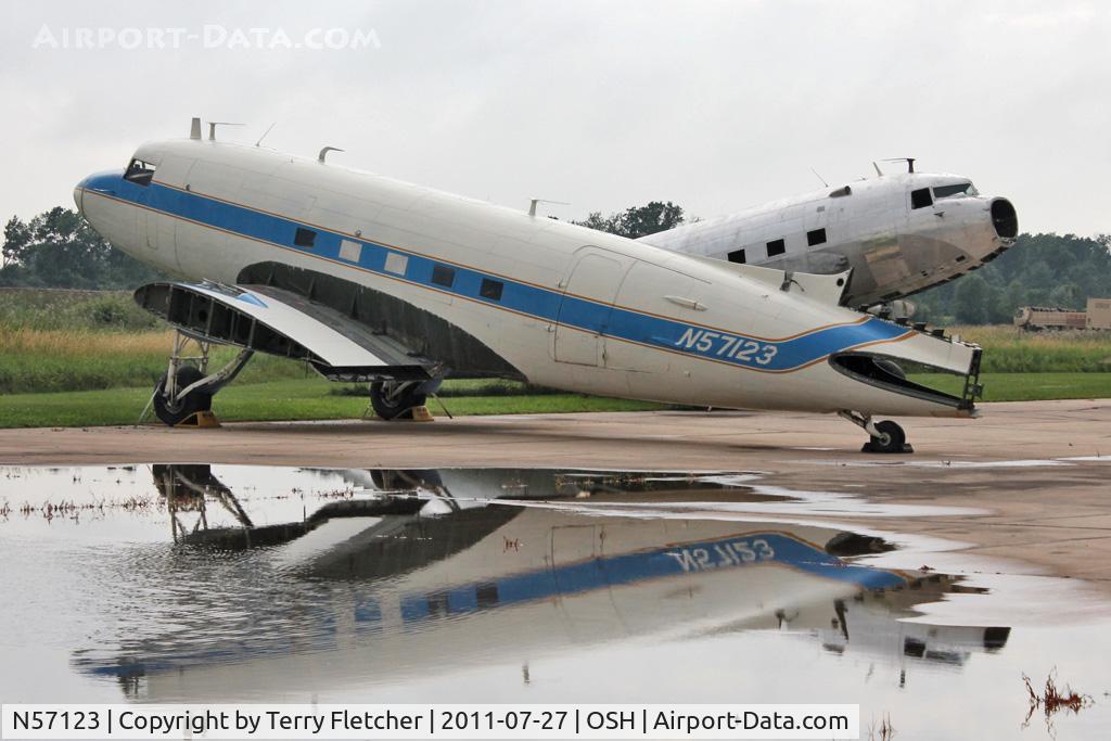 N57123, Douglas DC-3 C/N 16422/33170, In Baslers yard at Oshkosh