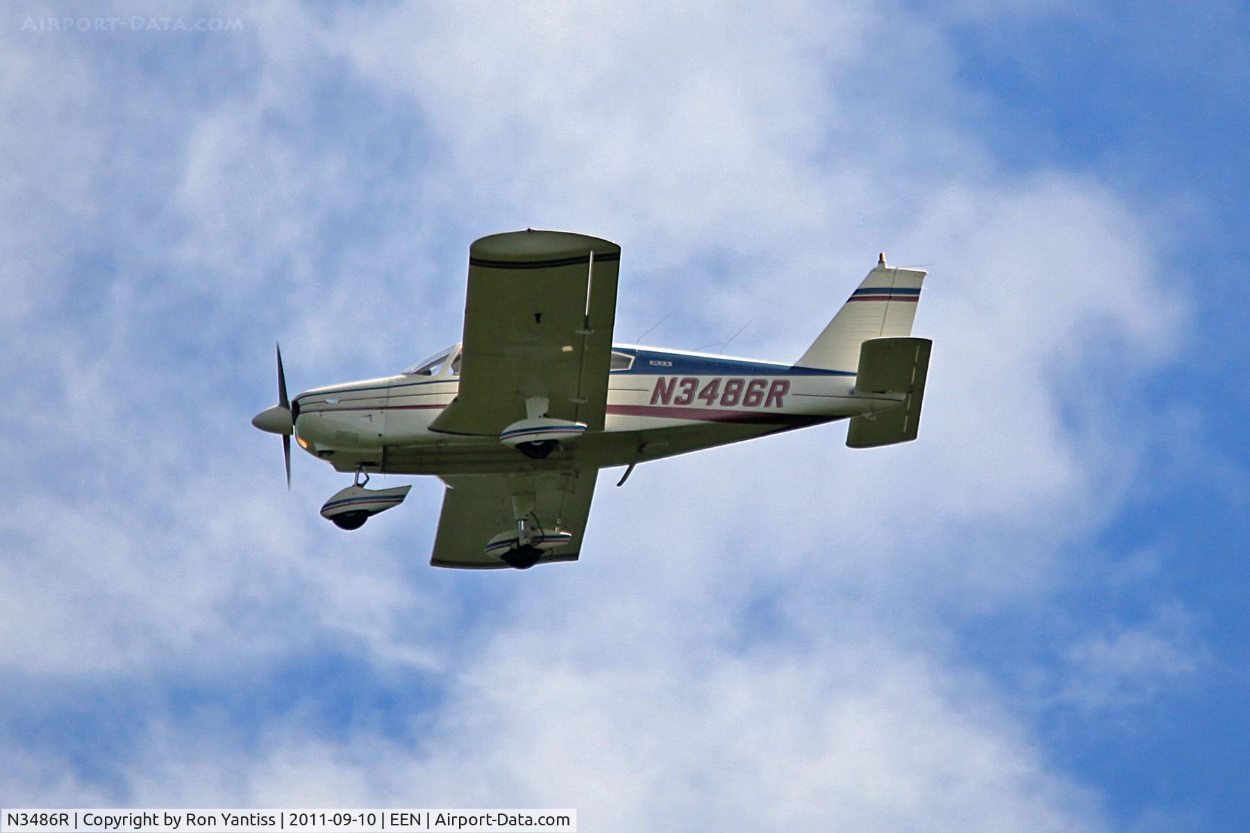N3486R, 1969 Piper PA-28-180 C/N 28-5701, Final approach to runway 02, Dillant-Hopkins Airport, Keene, NH