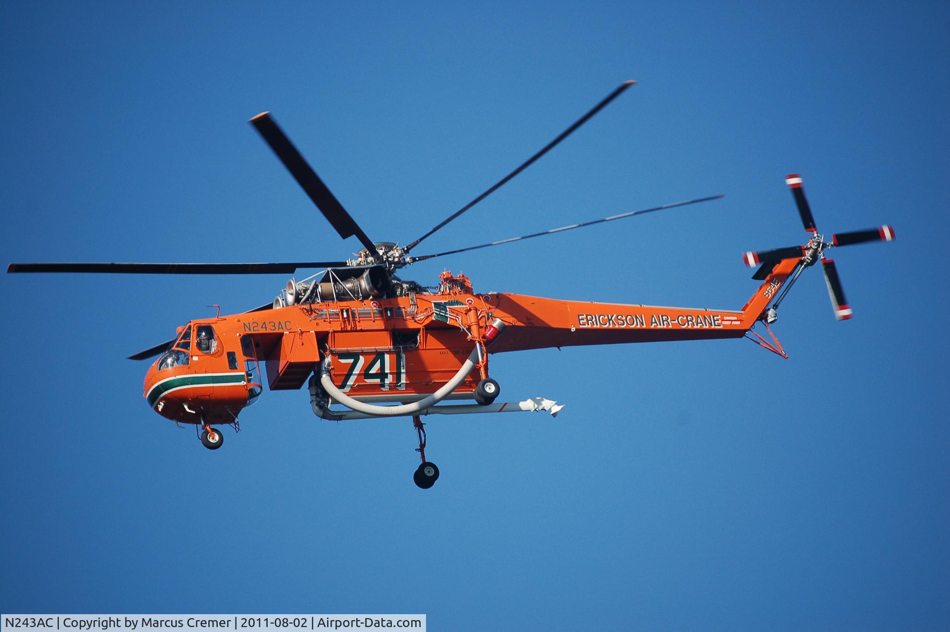 N243AC, Erickson S64E Skycrane C/N 64022, Erickson N243AC during bush fires on Corfu Island Greece August 2nd 2011