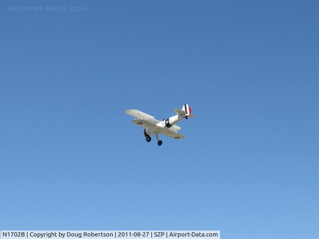 N1702B, 1942 Boeing PT-13D Kaydet (E75) C/N 75-5903, 1942 Boeing Stearman PT-13D 'Ruthies Doll', Continental W670 220 Hp, on final Rwy 22