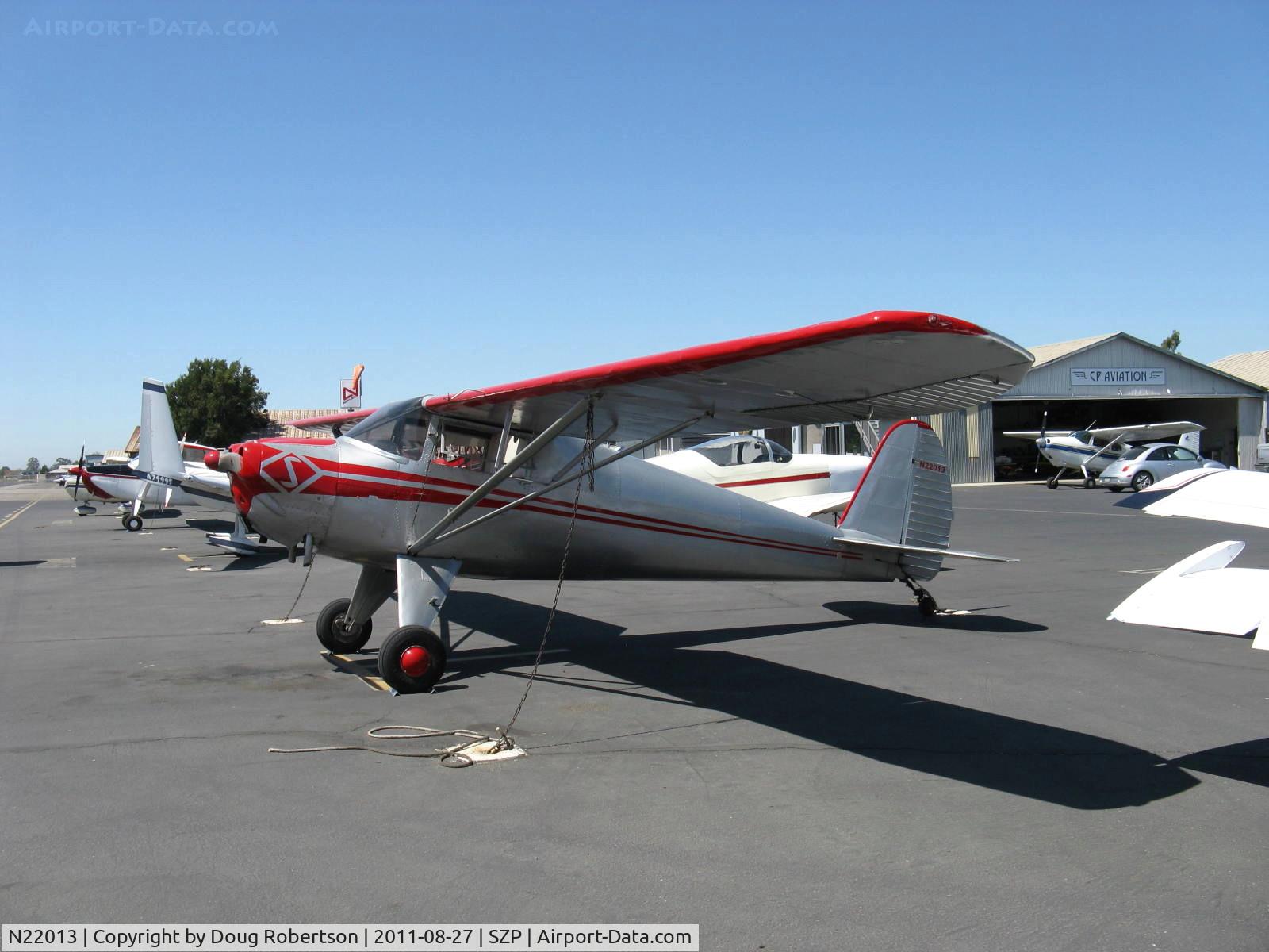 N22013, 1938 Luscombe 8 C/N 863, 1938 Luscombe Model 8, Continental A&C65 65 Hp upgrade from original Continental A-50-1 of 50 Hp. Non-original paint scheme.