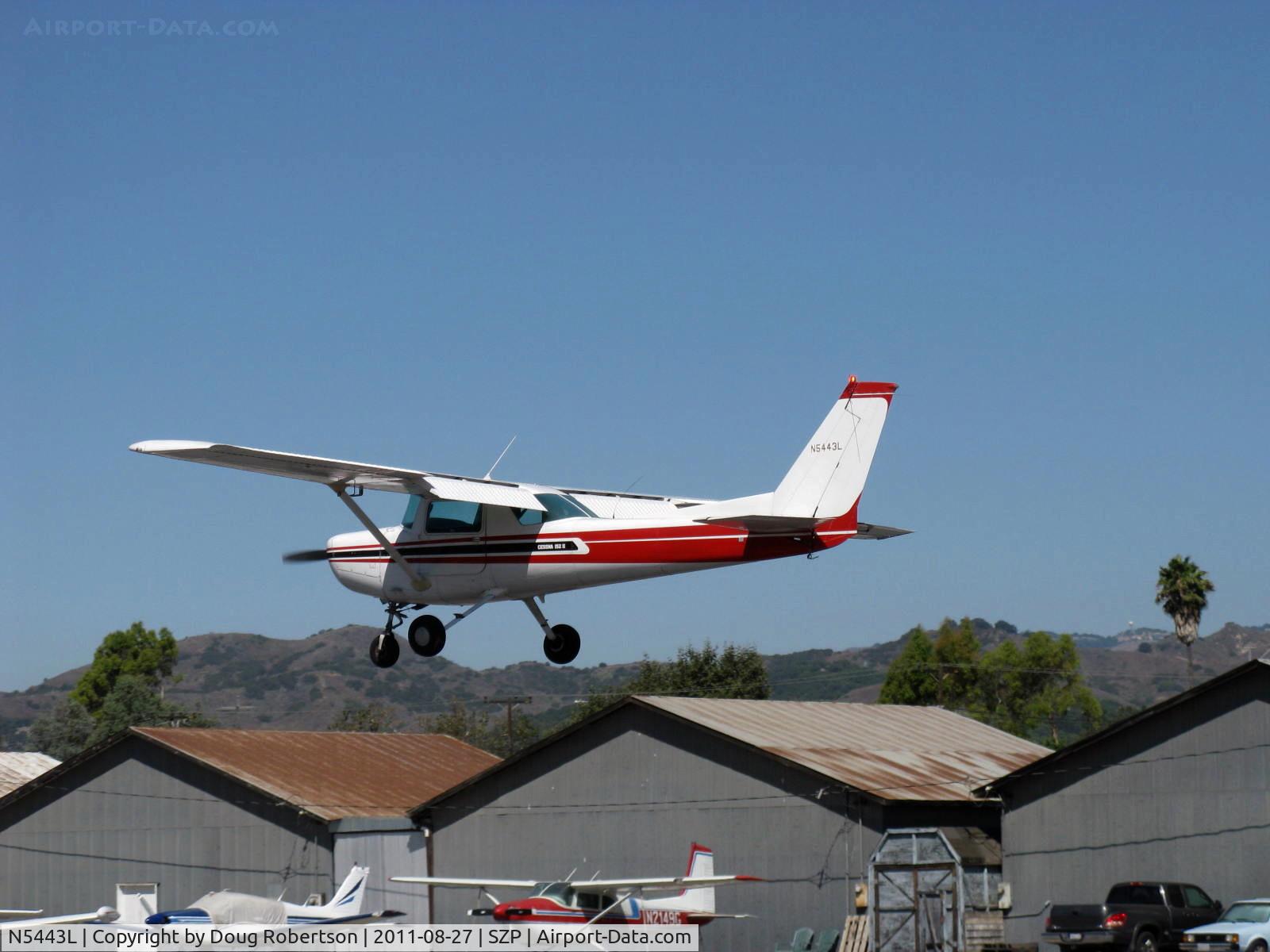 N5443L, 1980 Cessna 152 C/N 15284315, 1980 Cessna 152 II, Lycoming O-235 110 Hp, landing Rwy 22