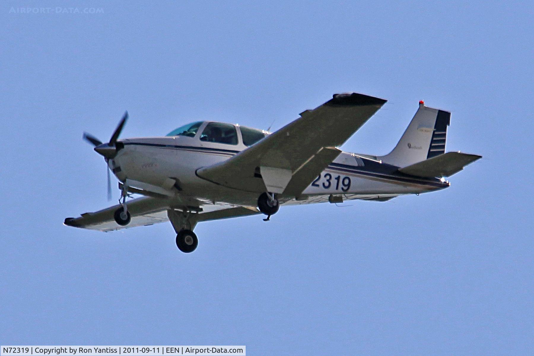 N72319, 1985 Beech A36 Bonanza 36 C/N E-2245, Final approach to runway 02, Dillant-Hopkins Airport, Keene, NH
