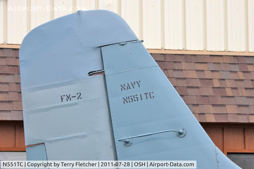 N551TC, 1944 General Motors (Grumman) FM-2 Wildcat C/N 47160, Tail of Grumman FM-2