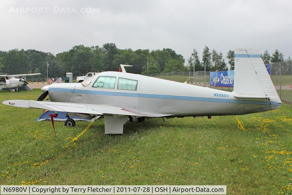 N6980V, 1976 Mooney M20C Ranger C/N 20-1195, Aircraft in the camping areas at 2011 Oshkosh
