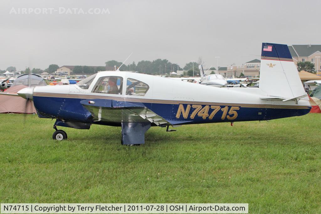 N74715, 1961 Mooney M20B Mark 21 C/N 1715, Aircraft in the camping areas at 2011 Oshkosh