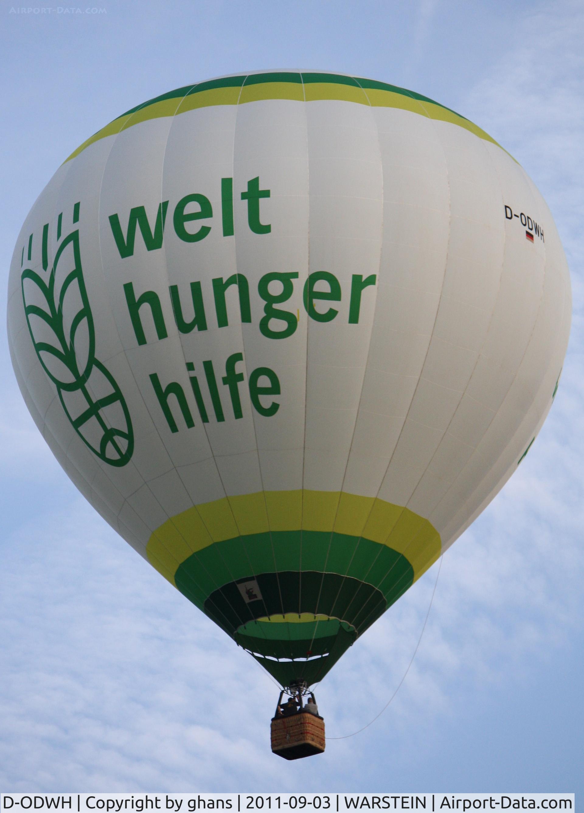 D-ODWH, 2008 Schroeder Fire Balloons G34/24 C/N 1337, WIM 2011 'Welt Hunger Hilfe/ Dritte Welt Shop'