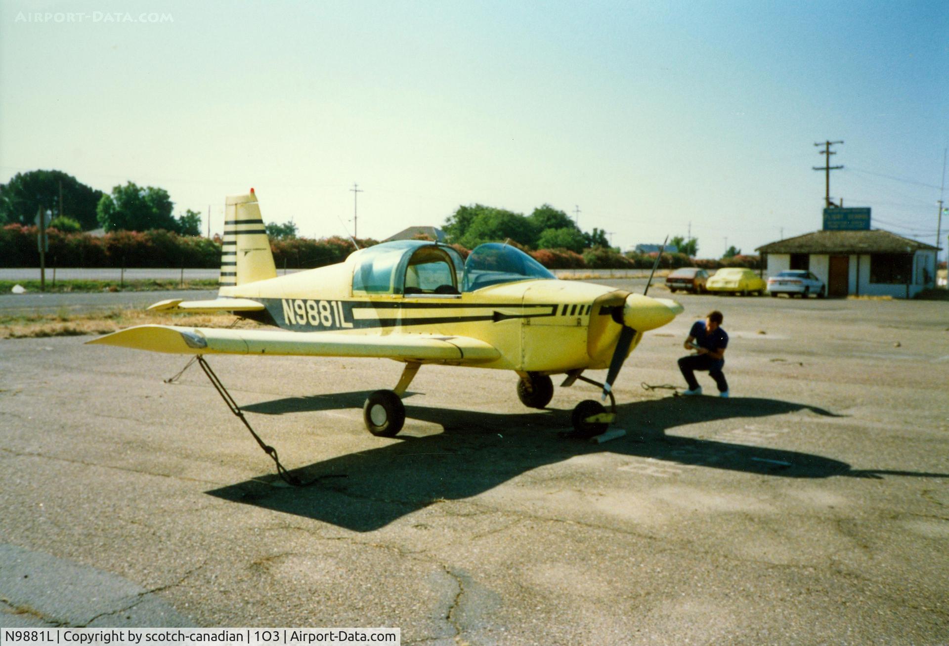 N9881L, 1974 Grumman American AA-1B Trainer C/N AA1B-0481, 1974 Grumman American Avn. Corp. AA-1B N9881L at Lodi Airport, Lodi, CA - July 1989