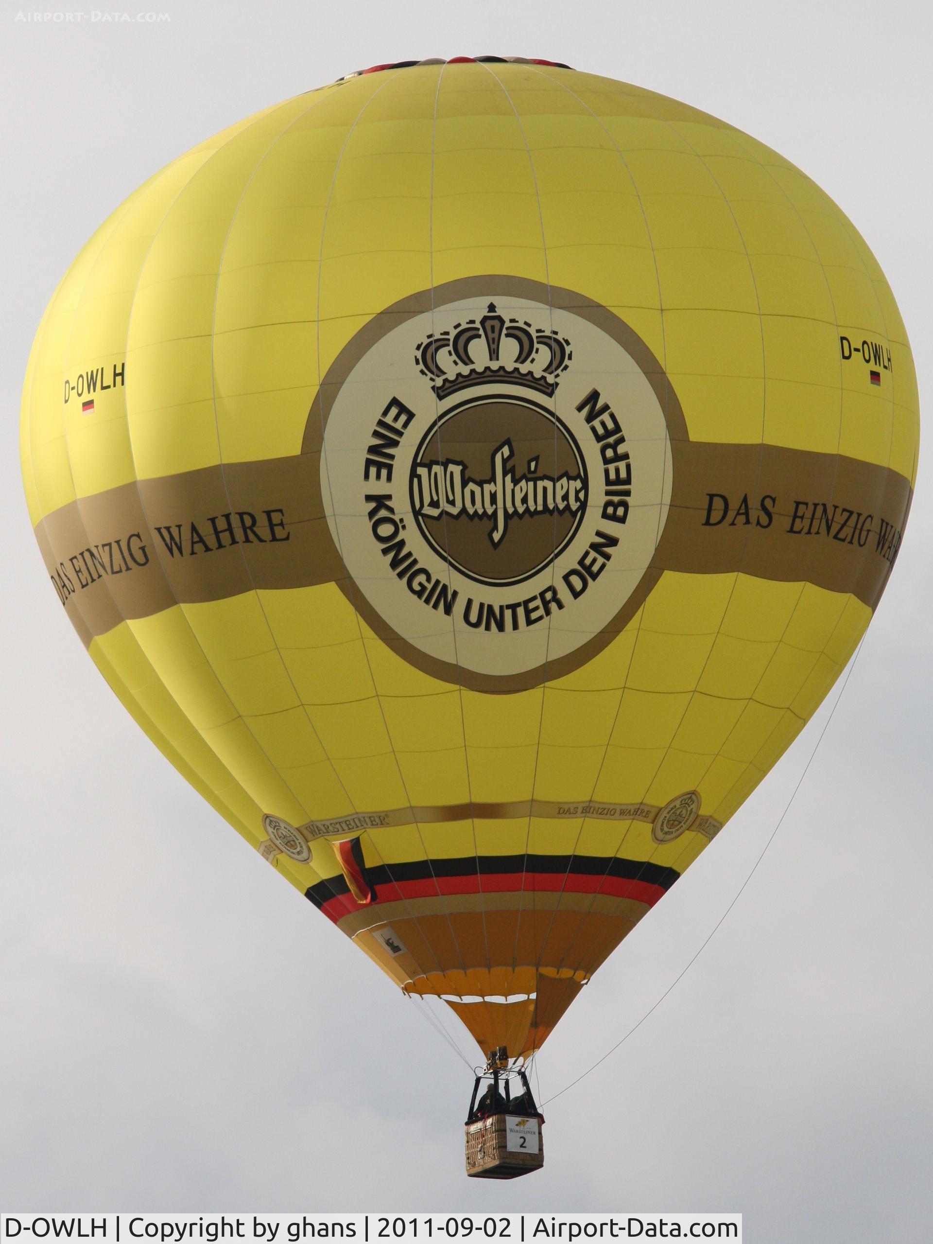 D-OWLH, 2004 Schroeder Fire Balloons G C/N 1096, WIM 2011
Warsteiner