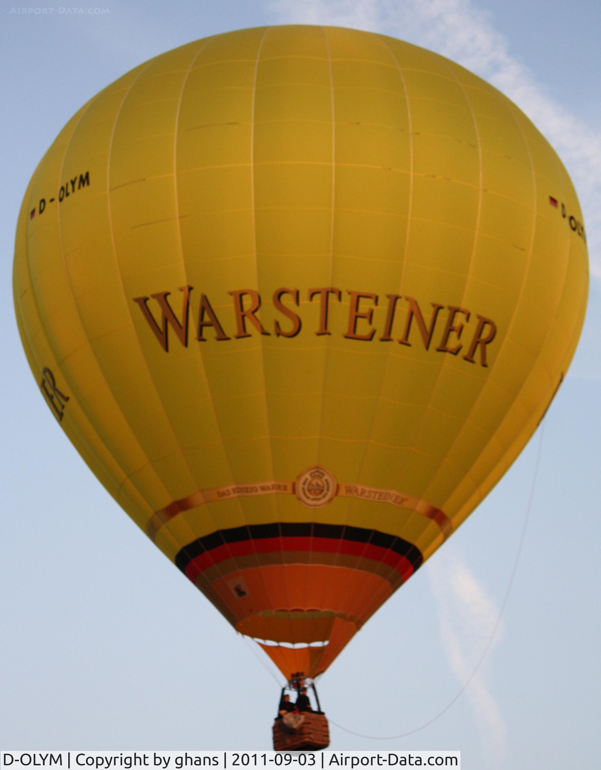 D-OLYM, 2008 Schroeder Fire Balloons G34/24 C/N 1297, WIM 2011
Warsteiner