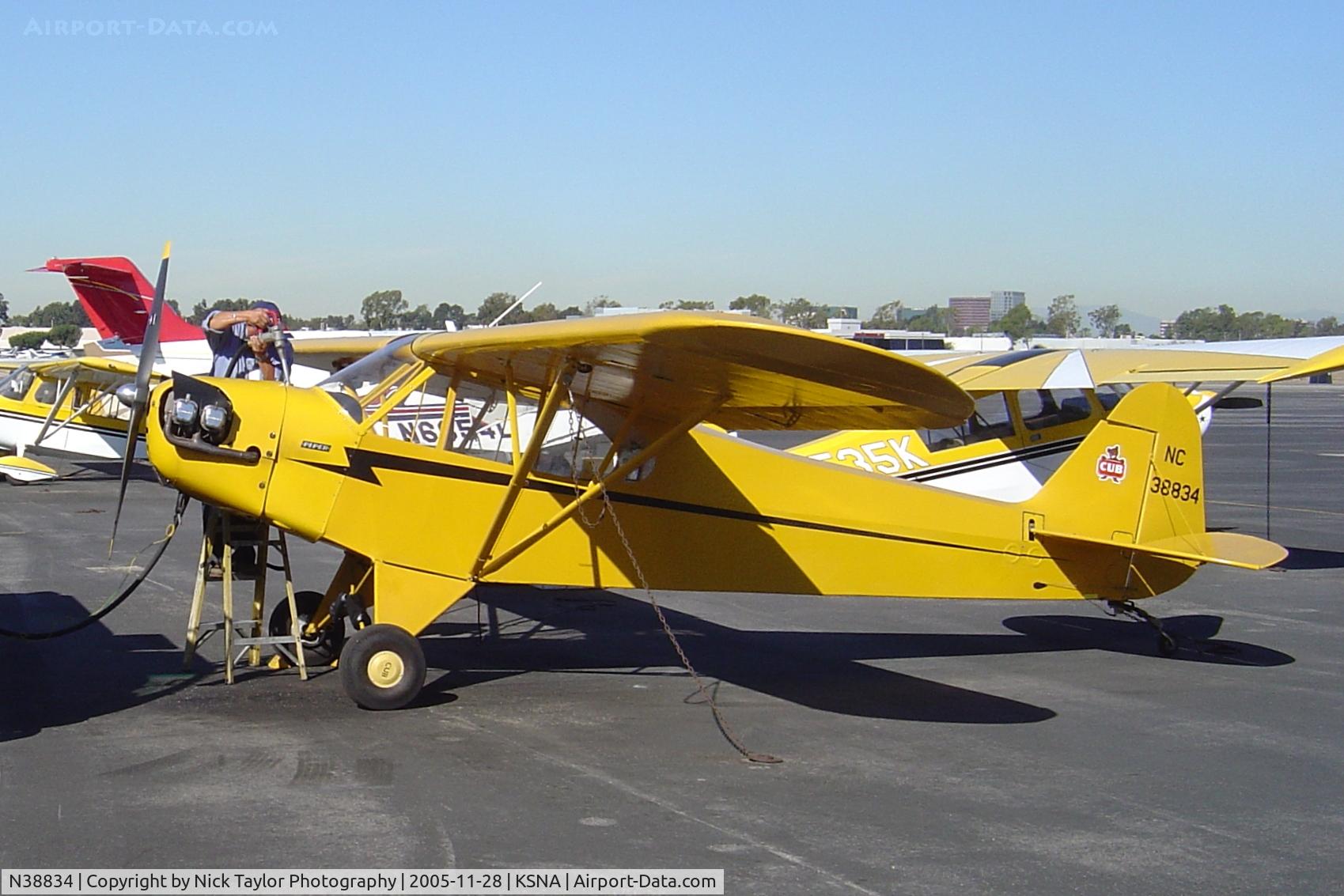 N38834, 1941 Piper J3F-65 Cub C/N 7321, Getting fuel before our flight