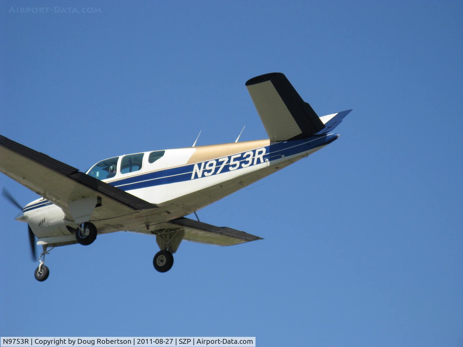 N9753R, 1960 Beech M35 Bonanza C/N D-6241, 1960 Beech M35 BONANZA, Continental IO-470-C 250 Hp, on final Rwy 22