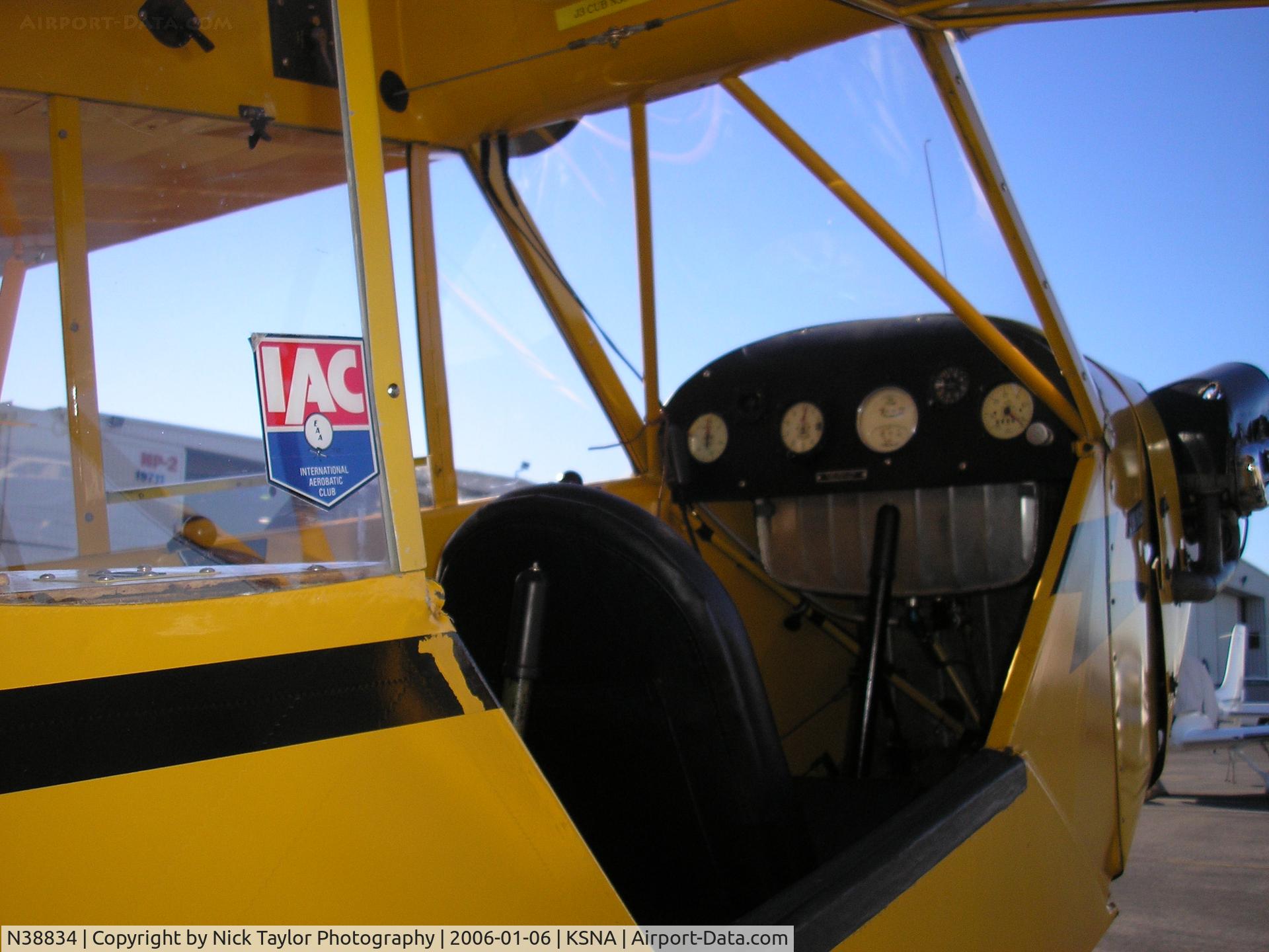 N38834, 1941 Piper J3F-65 Cub C/N 7321, Cockpit
