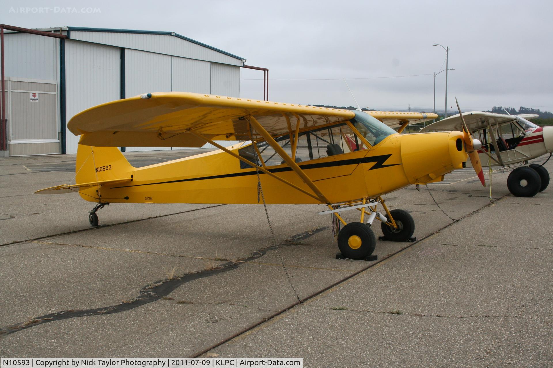 N10593, 1958 Piper L-21A C/N 18-893, Lompoc Piper Cub fly in 2011