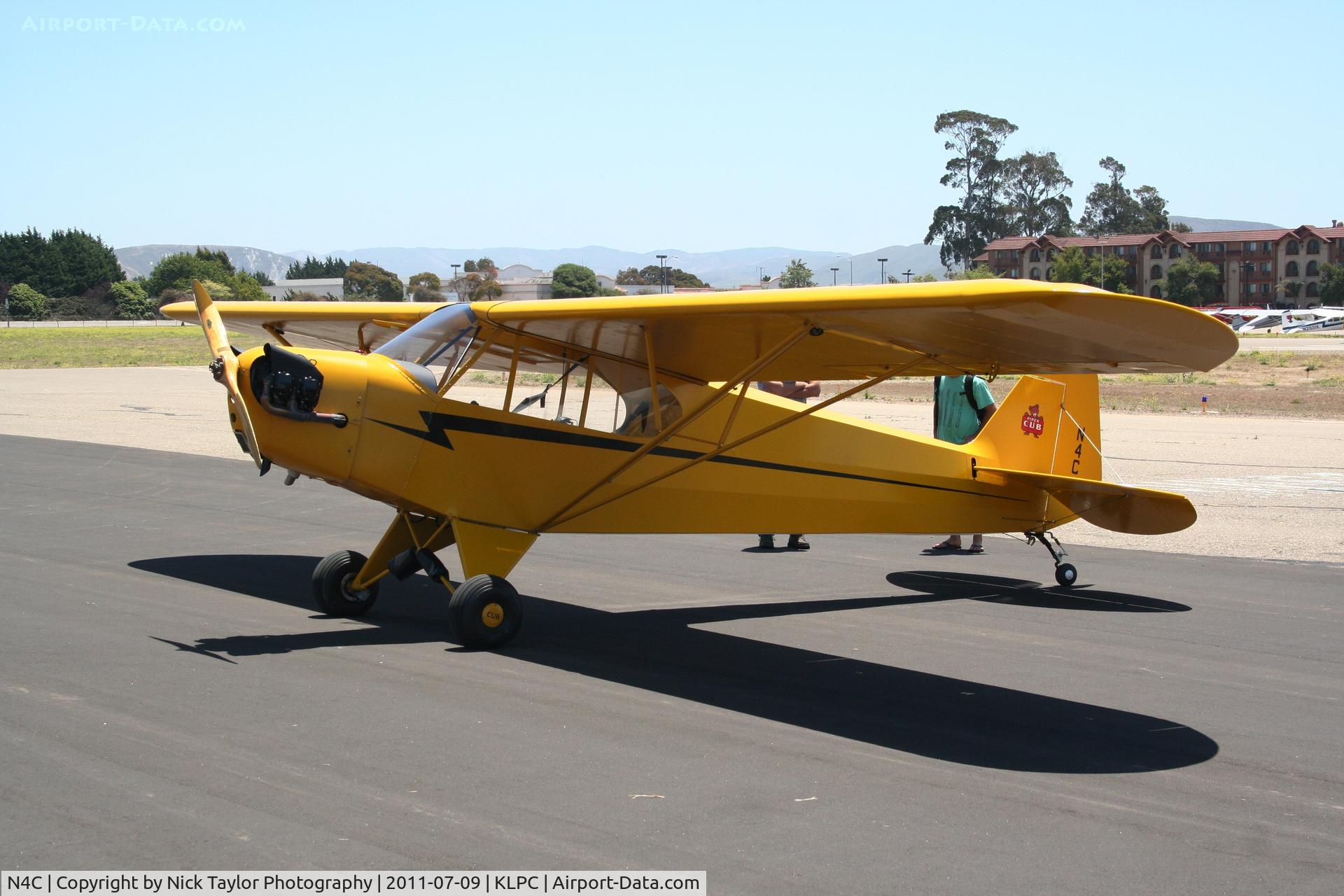 N4C, 1947 Piper J3C-65 Cub Cub C/N 22804, Lompoc Piper Cub fly in 2011