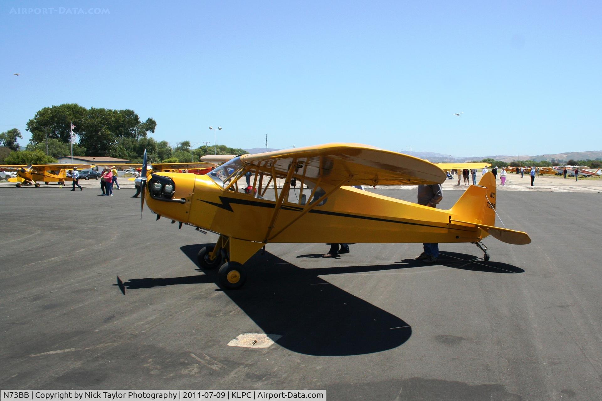 N73BB, 1946 Piper J3C-65 Cub Cub C/N 15553, Lompoc Piper Cub fly in 2011