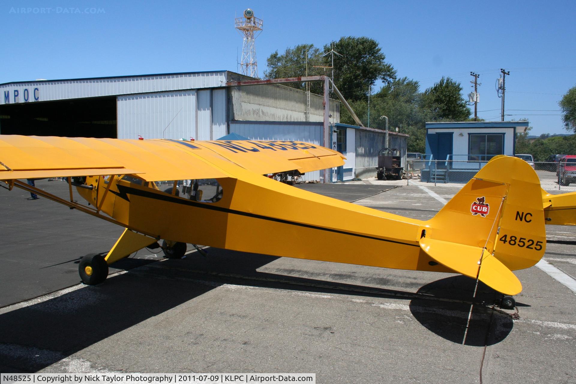N48525, 1942 Piper J3C-65 Cub Cub C/N 9441, Lompoc Piper Cub fly in 2011