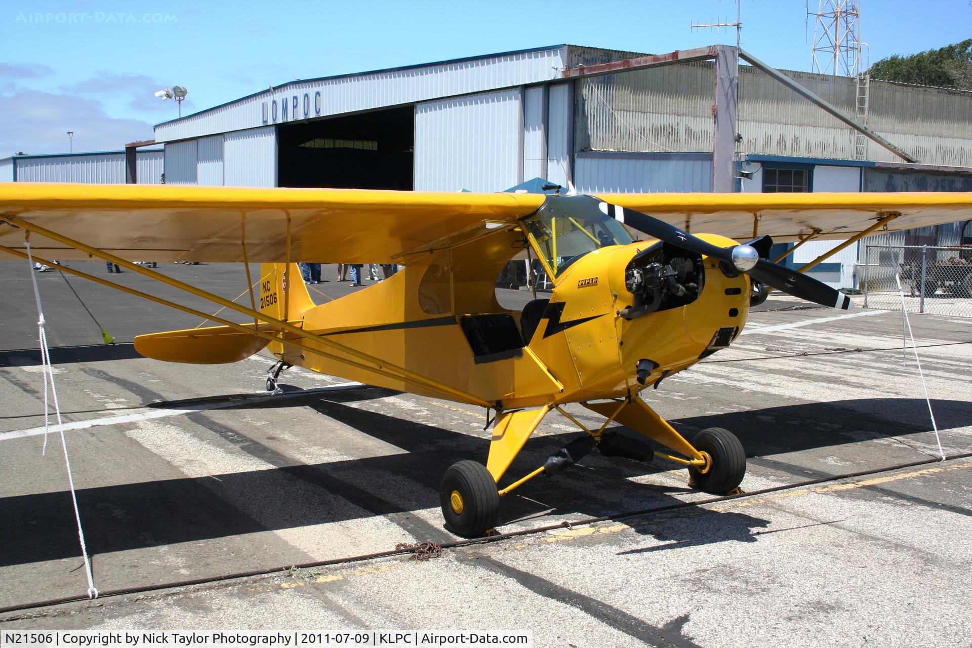 N21506, 1938 Piper J3C-65 Cub Cub C/N 2364, Lompoc Piper Cub fly in 2011