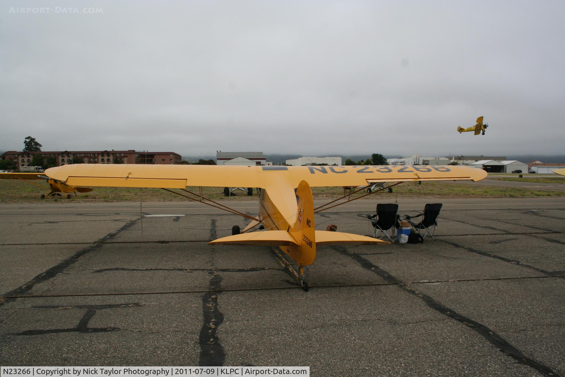 N23266, 1939 Piper J3C-65 Cub Cub C/N 3113, Lompoc Piper Cub fly in 2011