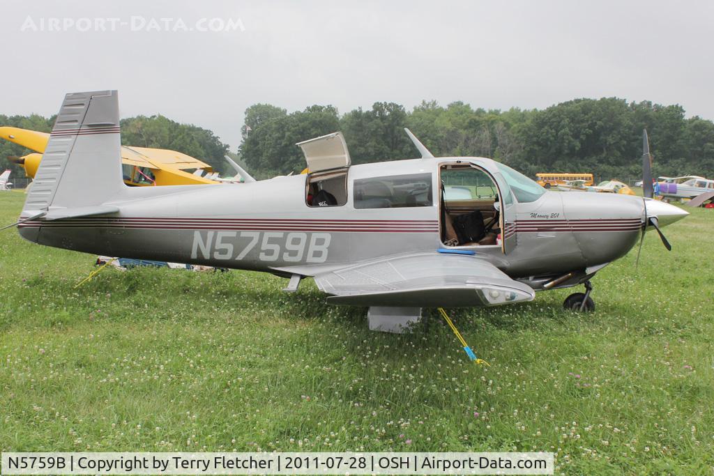 N5759B, 1984 Mooney M20J 201 C/N 24-1465, Aircraft in the camping areas at 2011 Oshkosh