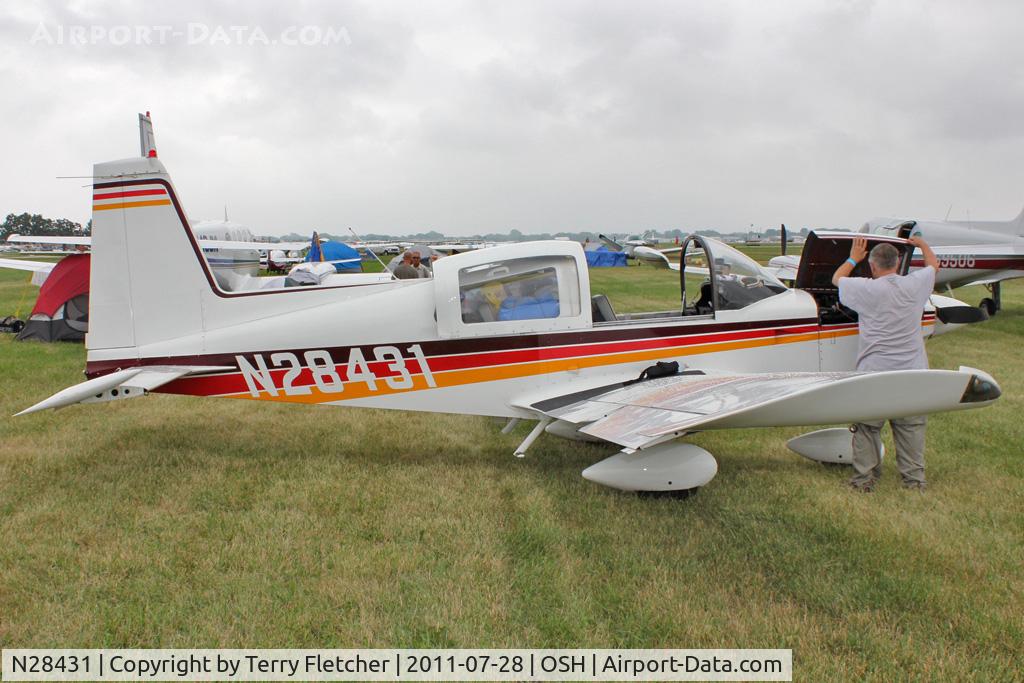 N28431, 1977 Grumman American AA-5B Tiger C/N AA5B0608, Aircraft in the camping areas at 2011 Oshkosh