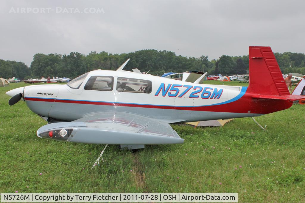 N5726M, 1983 Mooney M20J 201 C/N 24-1418, Aircraft in the camping areas at 2011 Oshkosh