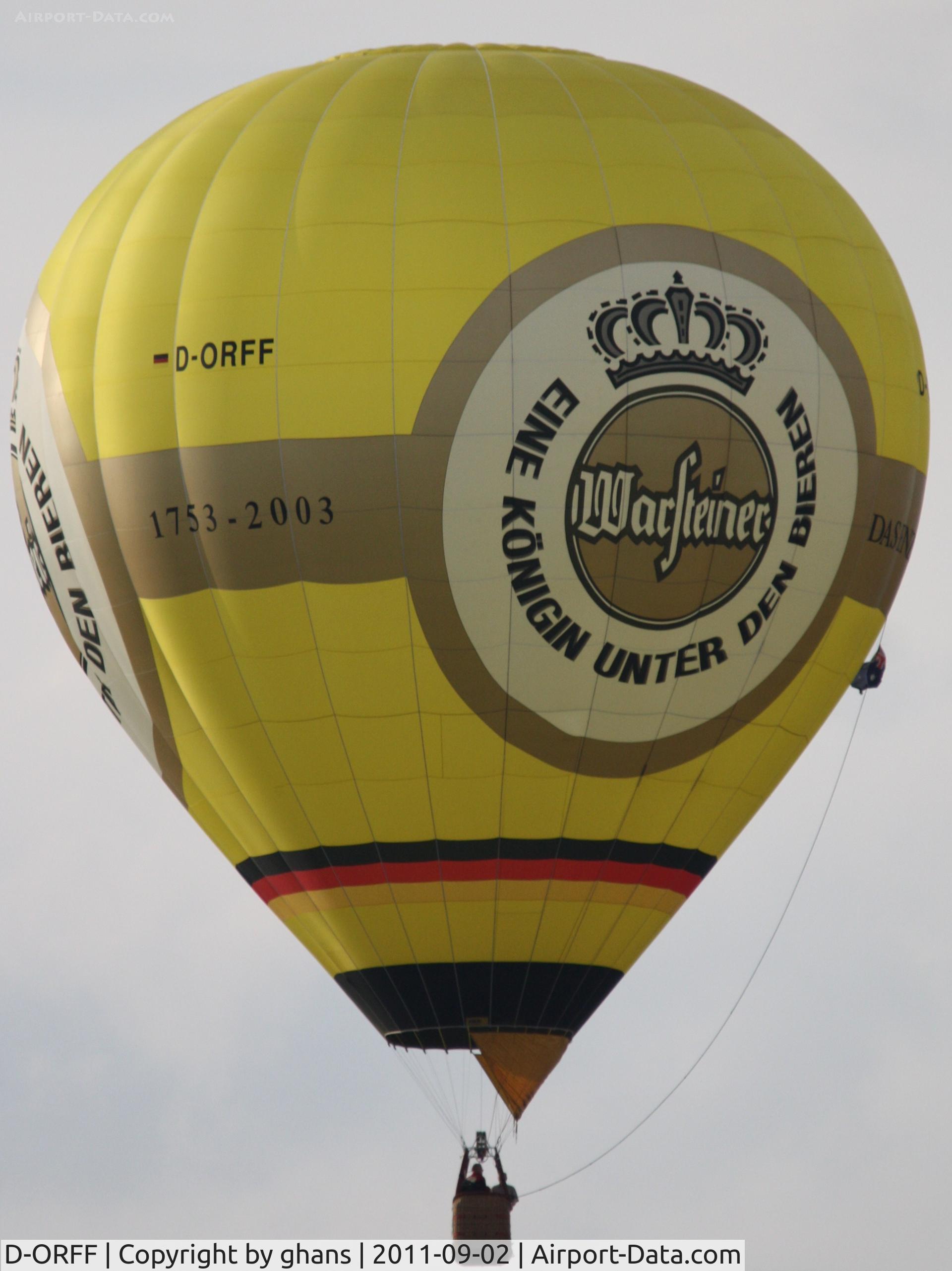 D-ORFF, 2003 Ultra Magic M-105 C/N 105/111, WIM 2011
'Warsteiner'