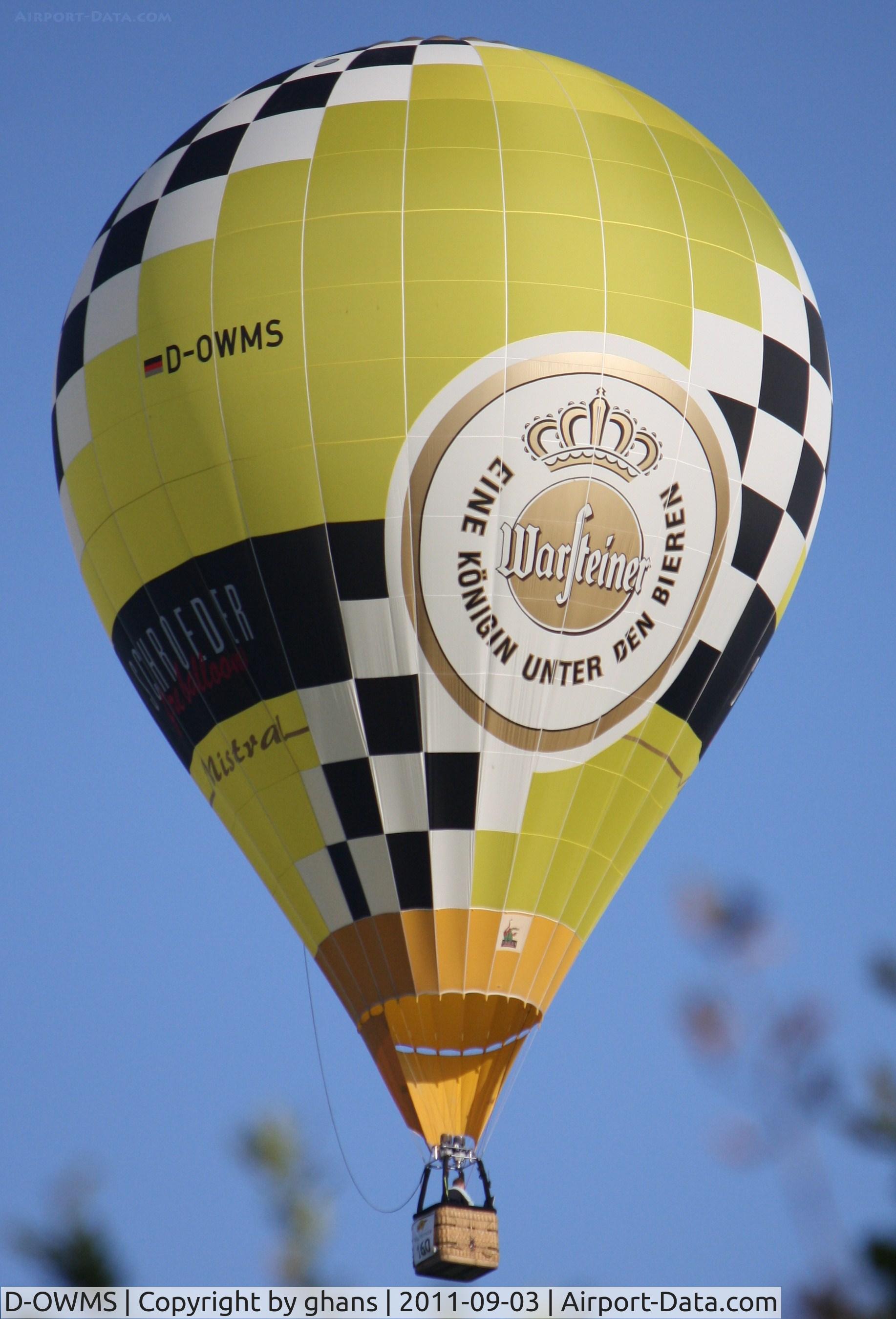D-OWMS, 2009 Schroeder Fire Balloons Mistral C/N 1354, WIM 2011
'Warsteiner'