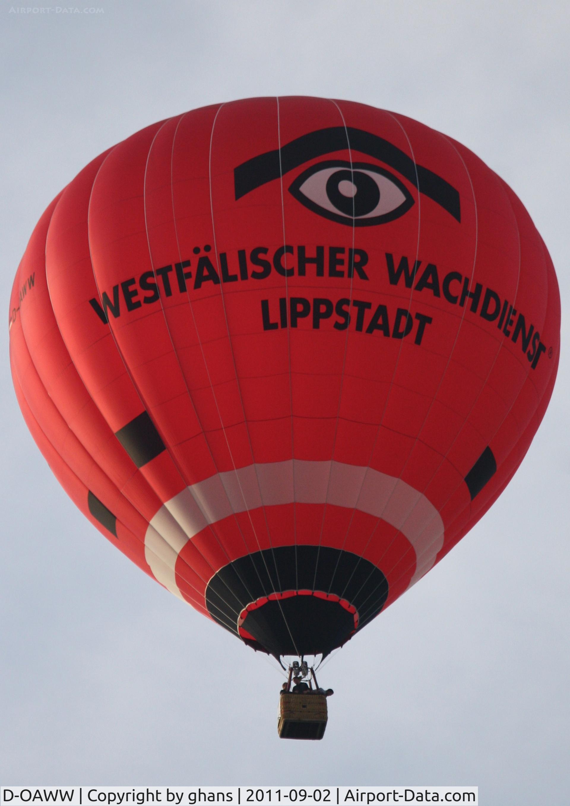 D-OAWW, Schroeder Fire Balloons G C/N 1436, WIM 2011
'Westfalischer Wachdienst Lippstadt'