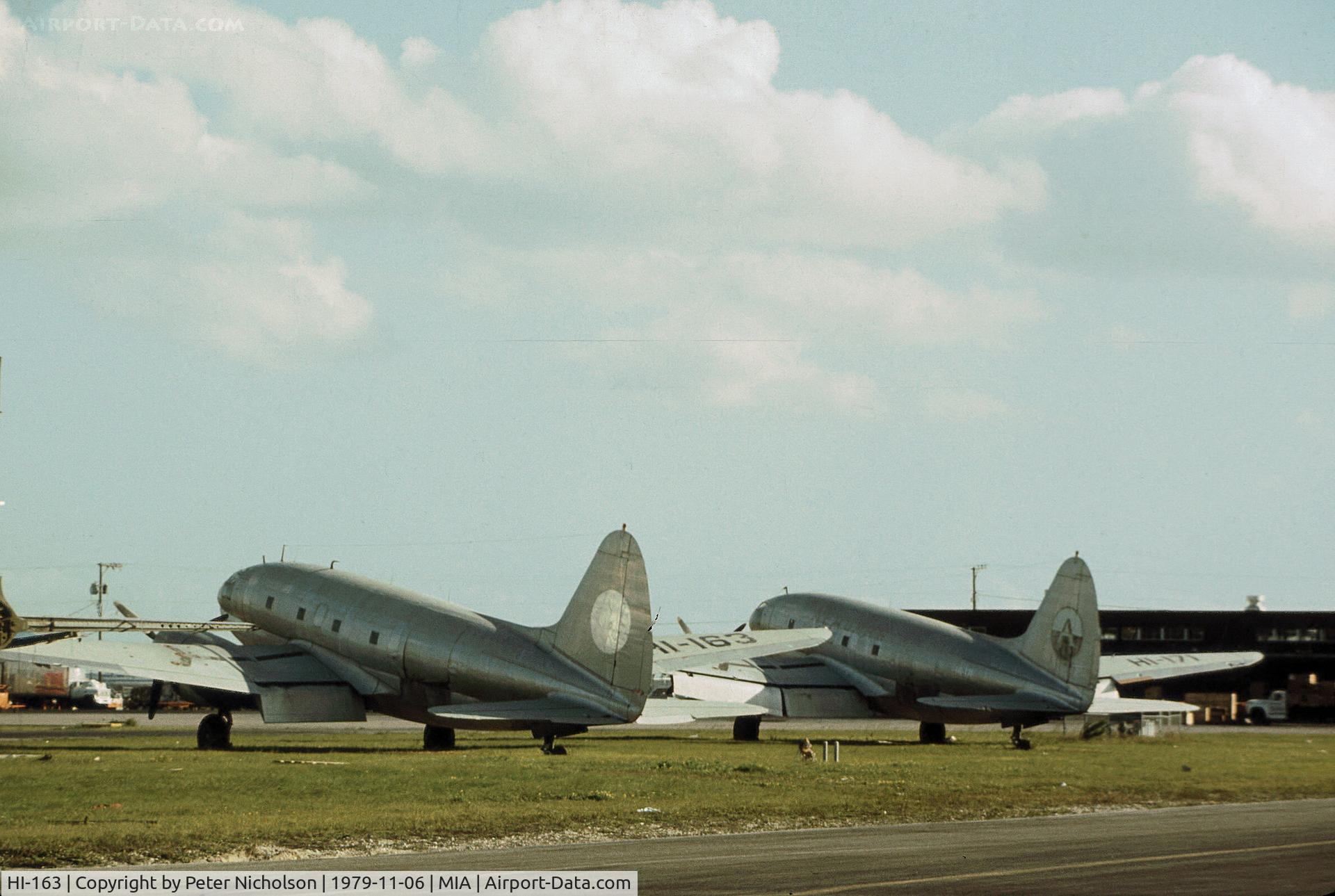 HI-163, Curtiss C-46A Commando C/N Not found HI-163, C-46A Commando with companion HI-171 seen at Miami in November 1979.