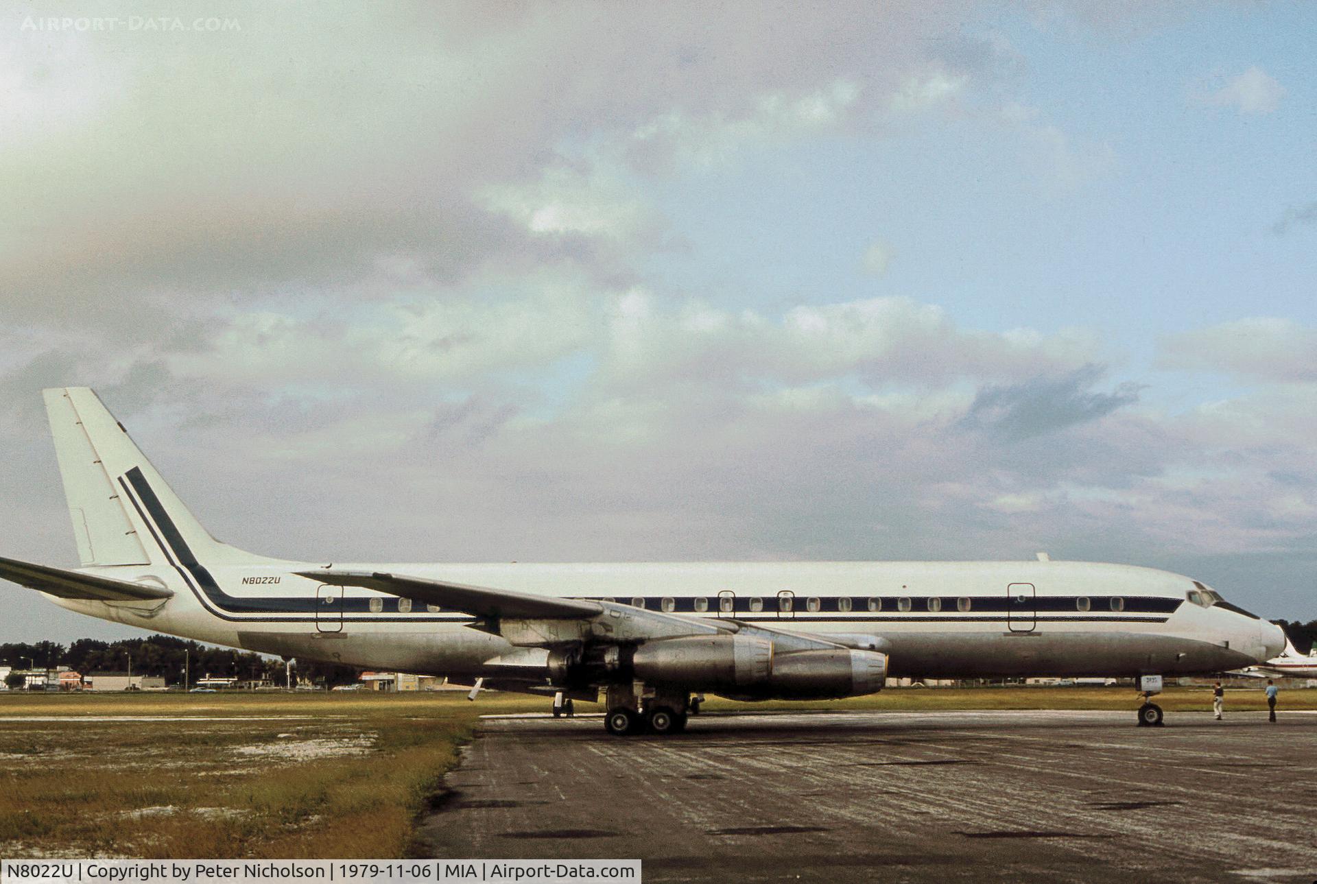 N8022U, 1960 Douglas DC-8-21 C/N 45595, DC-8-21 as seen at Miami in November 1979.