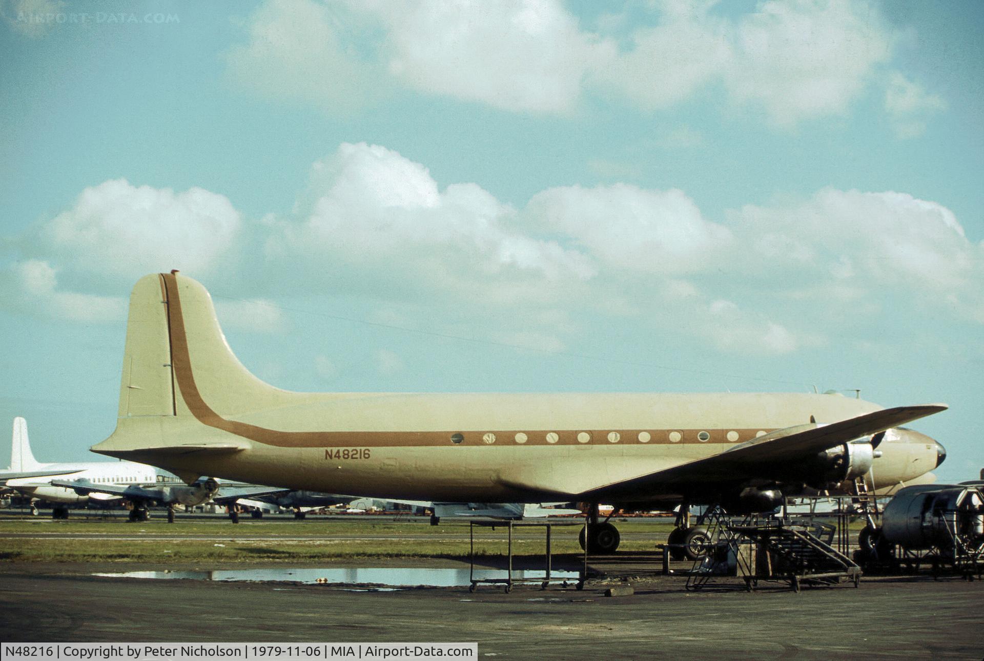 N48216, 1944 Douglas C-54D Skymaster (DC-4) C/N 10522 (Bu56528), C-54 Skymaster as seen at Miami in November 1979.