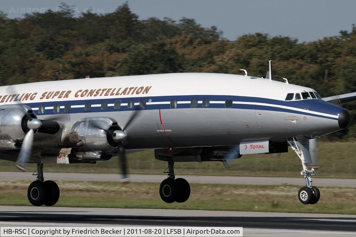 HB-RSC, 1955 Lockheed C-121C Super Constellation (L-1049F) C/N 1049F-4175, moments prior touchdown