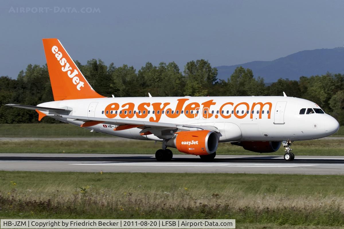 HB-JZM, 2004 Airbus A319-111 C/N 2370, departure from Basel