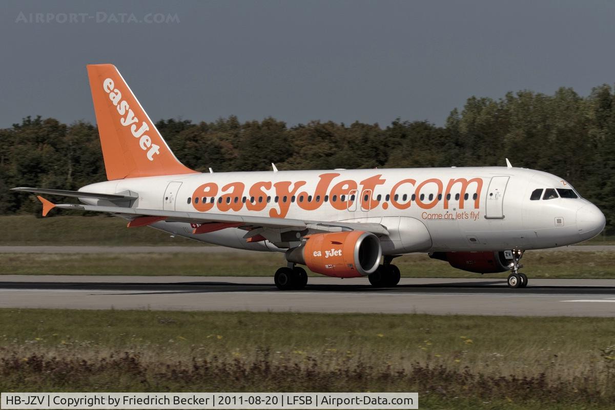 HB-JZV, 2006 Airbus A319-111 C/N 2709, departure from Basel