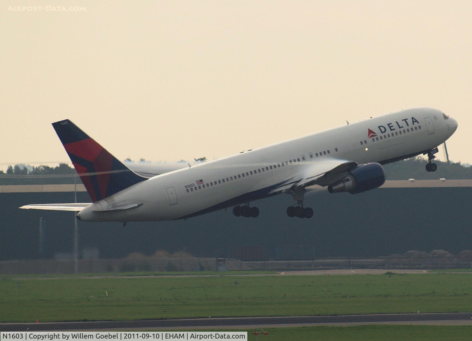 N1603, 1999 Boeing 767-332 C/N 29695, Take off from Schiphol Airport