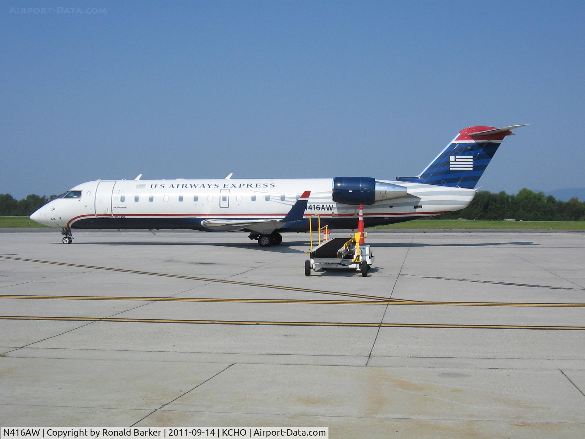 N416AW, 2002 Bombardier CRJ-200LR (CL-600-2B19) C/N 7603, CHO, VA