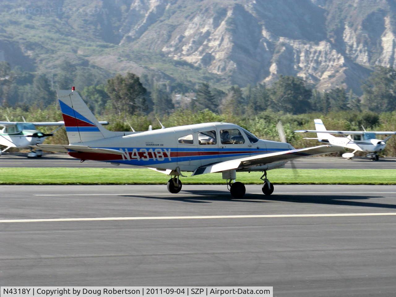 N4318Y, 1983 Piper PA-28-161 Warrior II C/N 28-8416006, 1983 Piper PA-28-161 WARRIOR II, Lycoming O-320-D3G 160 Hp, landing roll Rwy 22