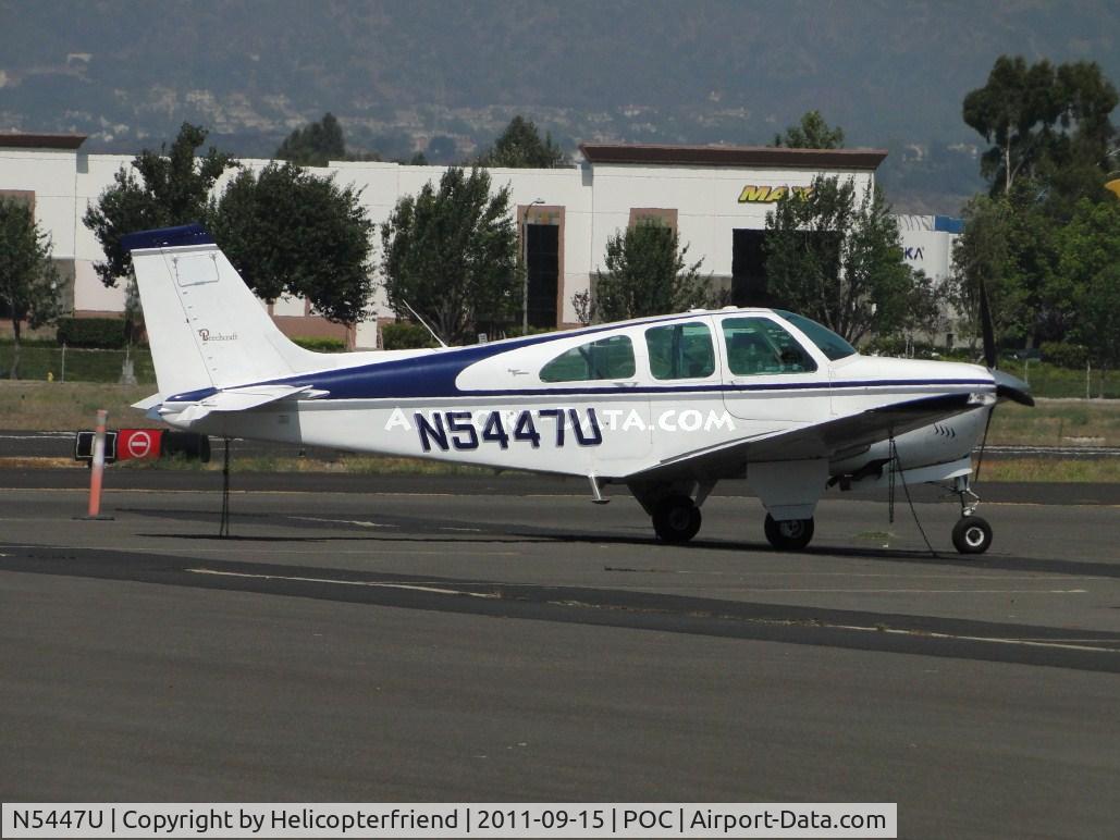 N5447U, 1967 Beech 35-C33A Debonair C/N CE-162, Parked in transient parking area