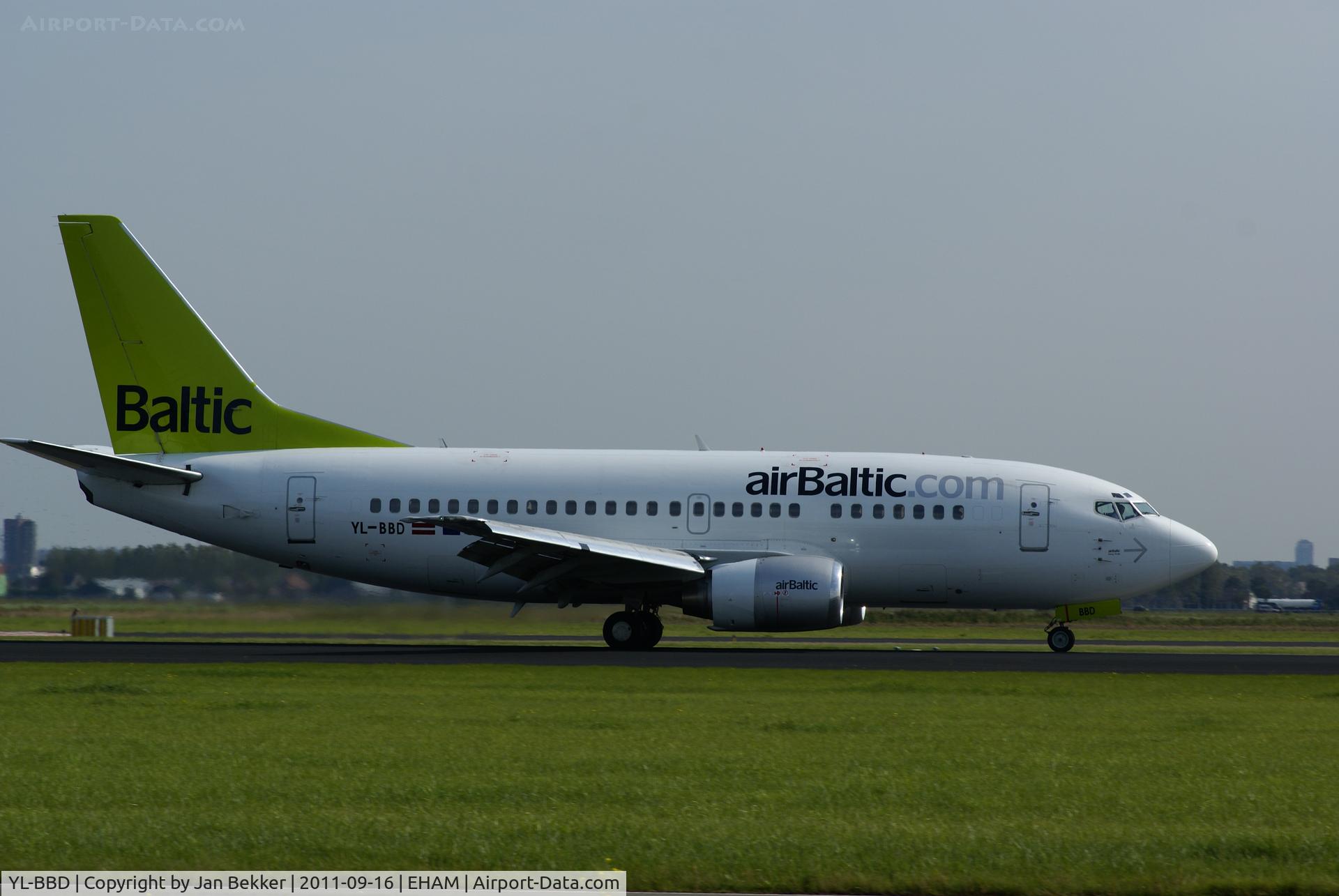YL-BBD, 1999 Boeing 737-53S C/N 29075, Just after landing on the Polderbaan at Schiphol