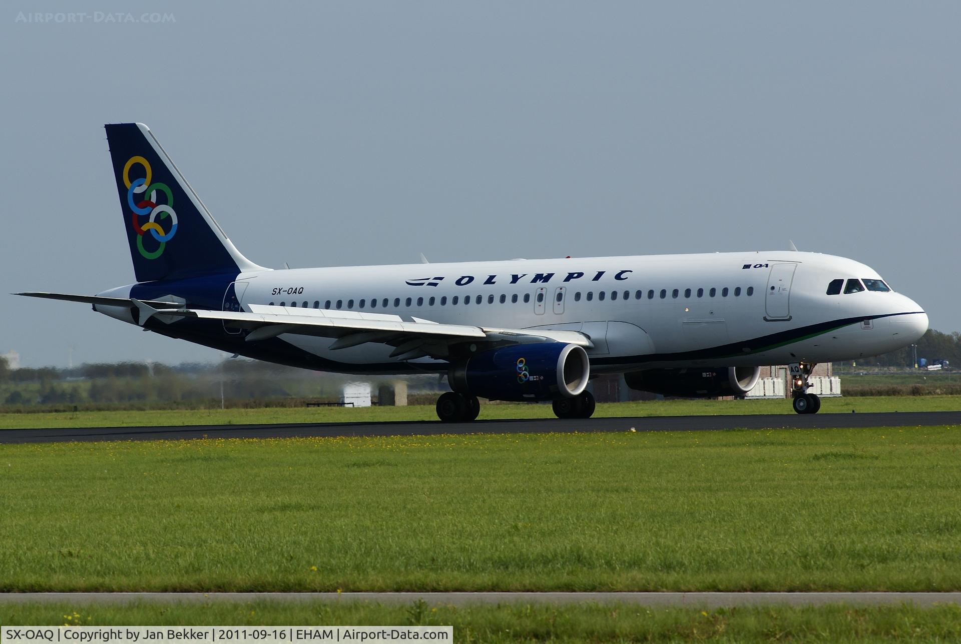SX-OAQ, 2009 Airbus A320-232 C/N 3748, Just after landing on the Polderbaan at Schiphol.