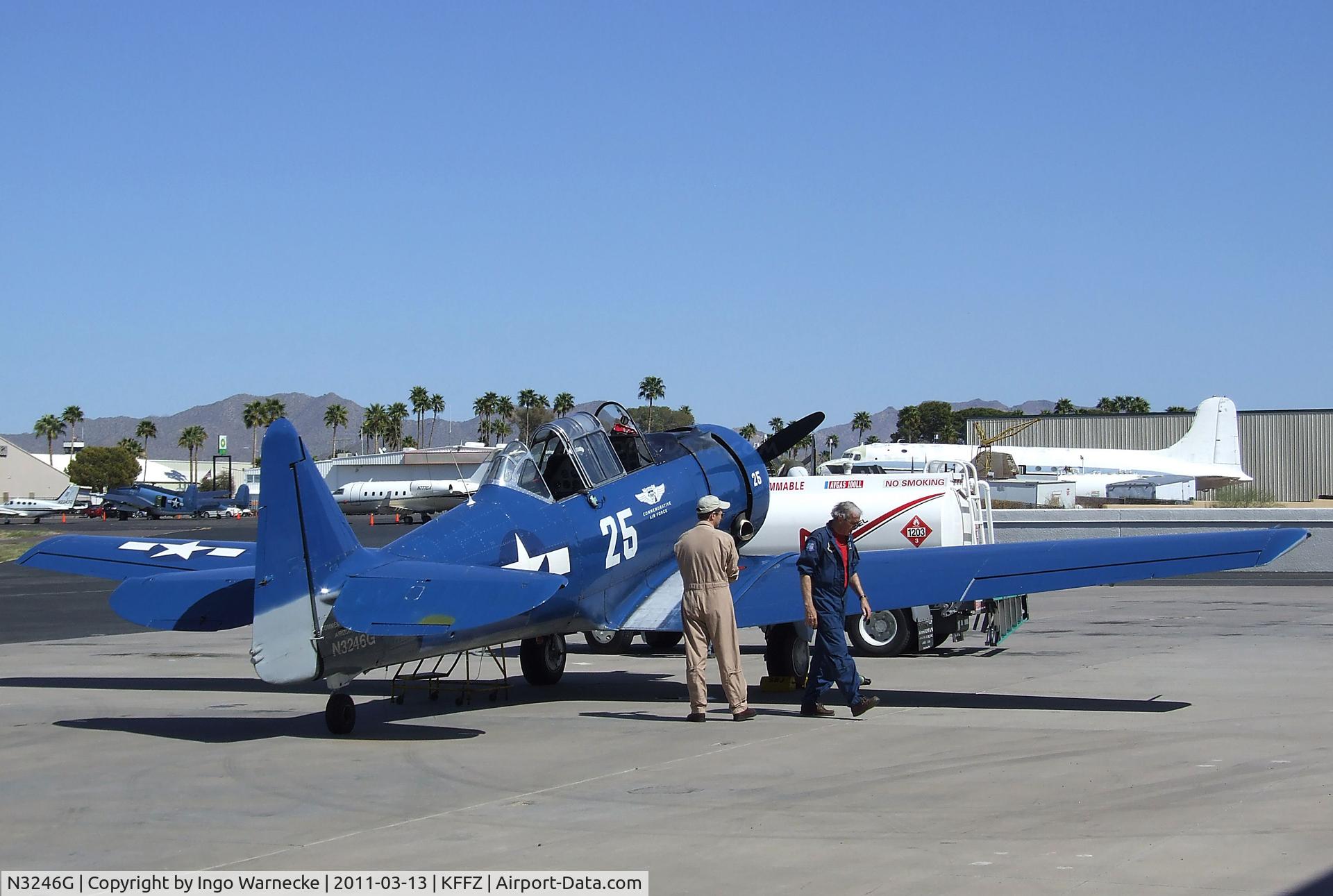 N3246G, 1959 North American SNJ-5 Texan Texan C/N 90725, North American SNJ-5 Texan of the CAF Arizona Wing Museum giving passenger flights at Falcon Field, Mesa AZ
