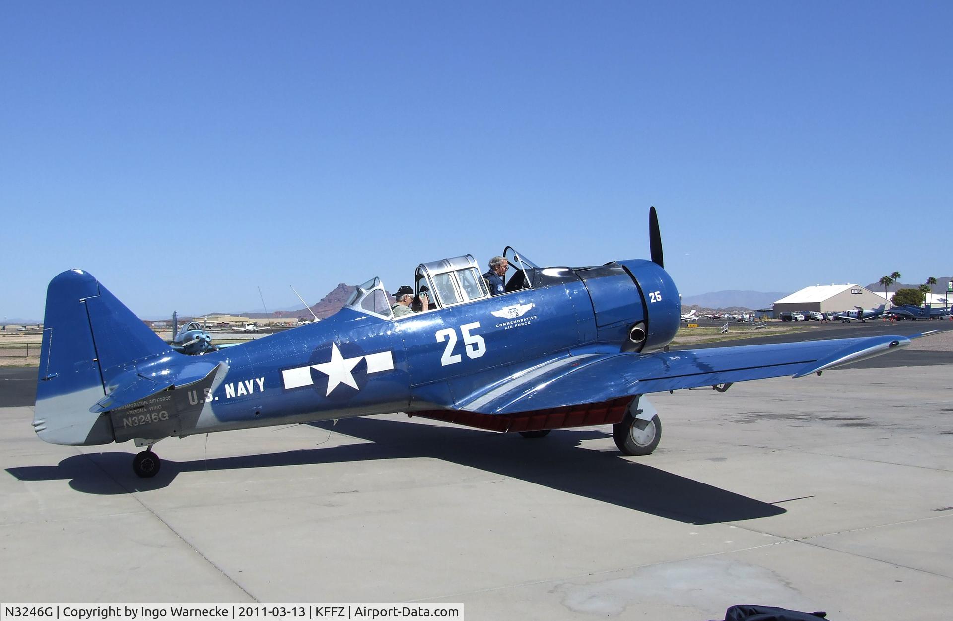 N3246G, 1959 North American SNJ-5 Texan Texan C/N 90725, North American SNJ-5 Texan of the CAF Arizona Wing Museum giving passenger flights at Falcon Field, Mesa AZ