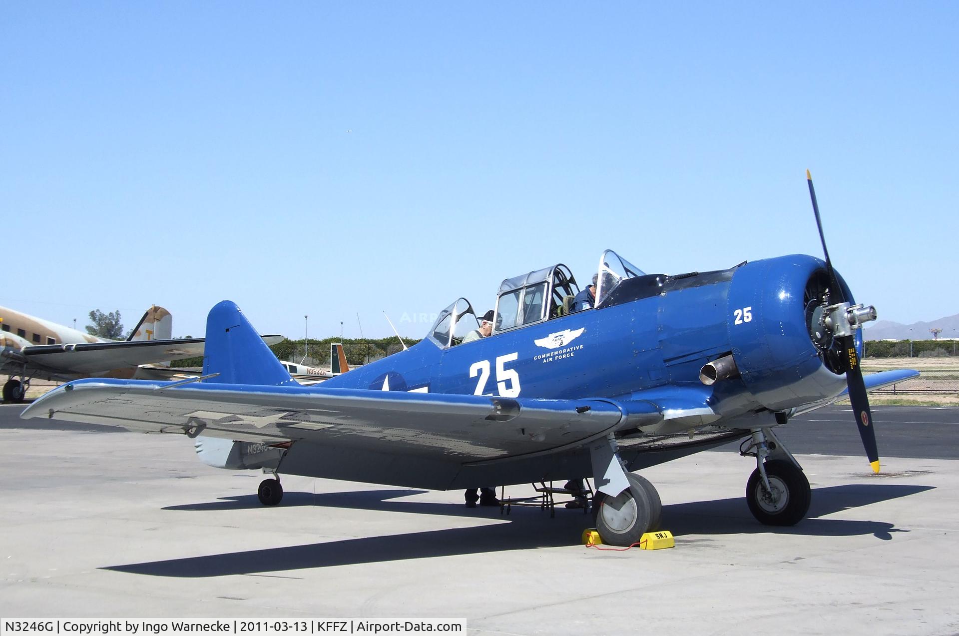 N3246G, 1959 North American SNJ-5 Texan Texan C/N 90725, North American SNJ-5 Texan of the CAF Arizona Wing Museum giving passenger flights at Falcon Field, Mesa AZ