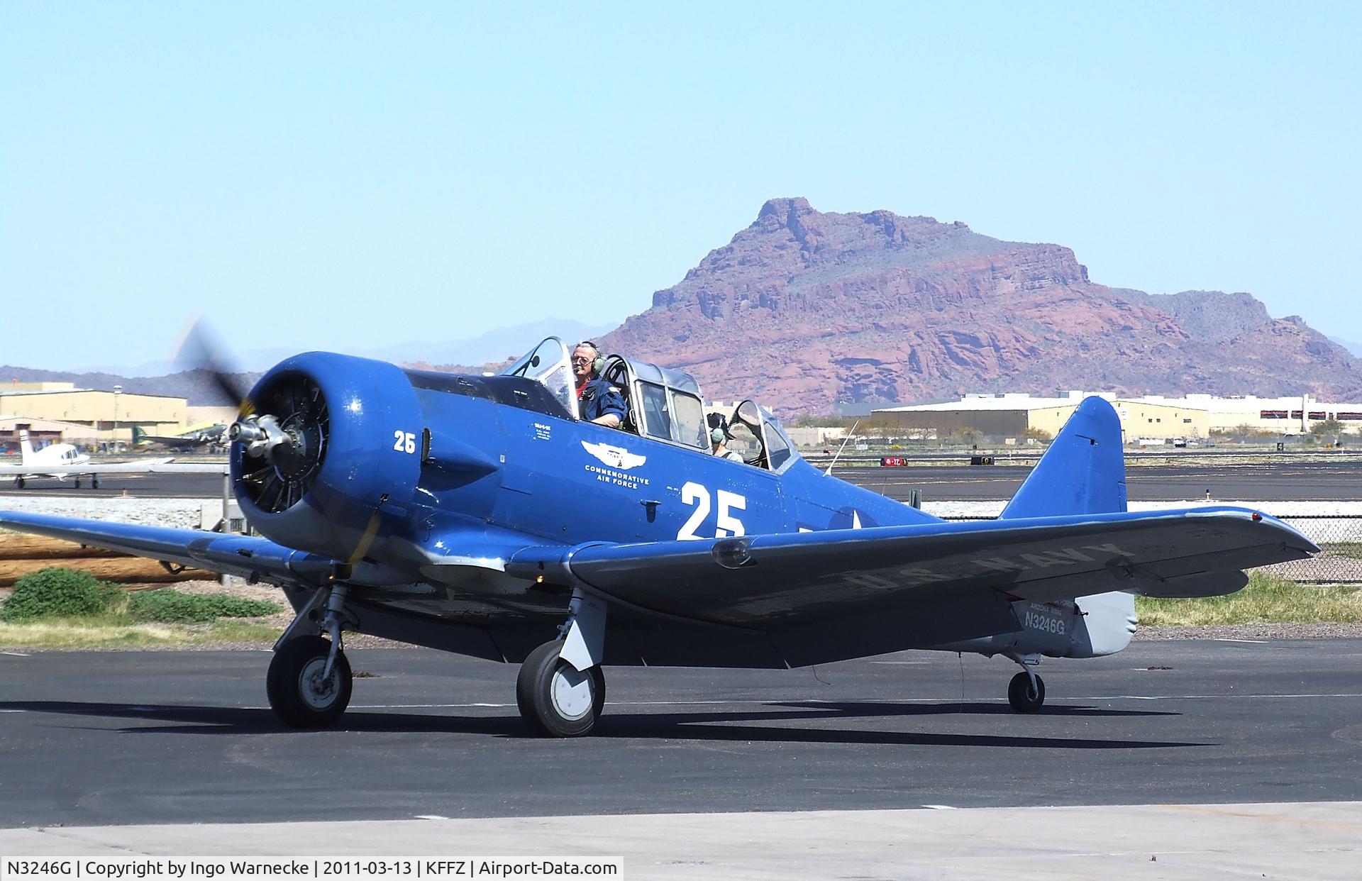 N3246G, 1959 North American SNJ-5 Texan Texan C/N 90725, North American SNJ-5 Texan of the CAF Arizona Wing Museum giving passenger flights at Falcon Field, Mesa AZ