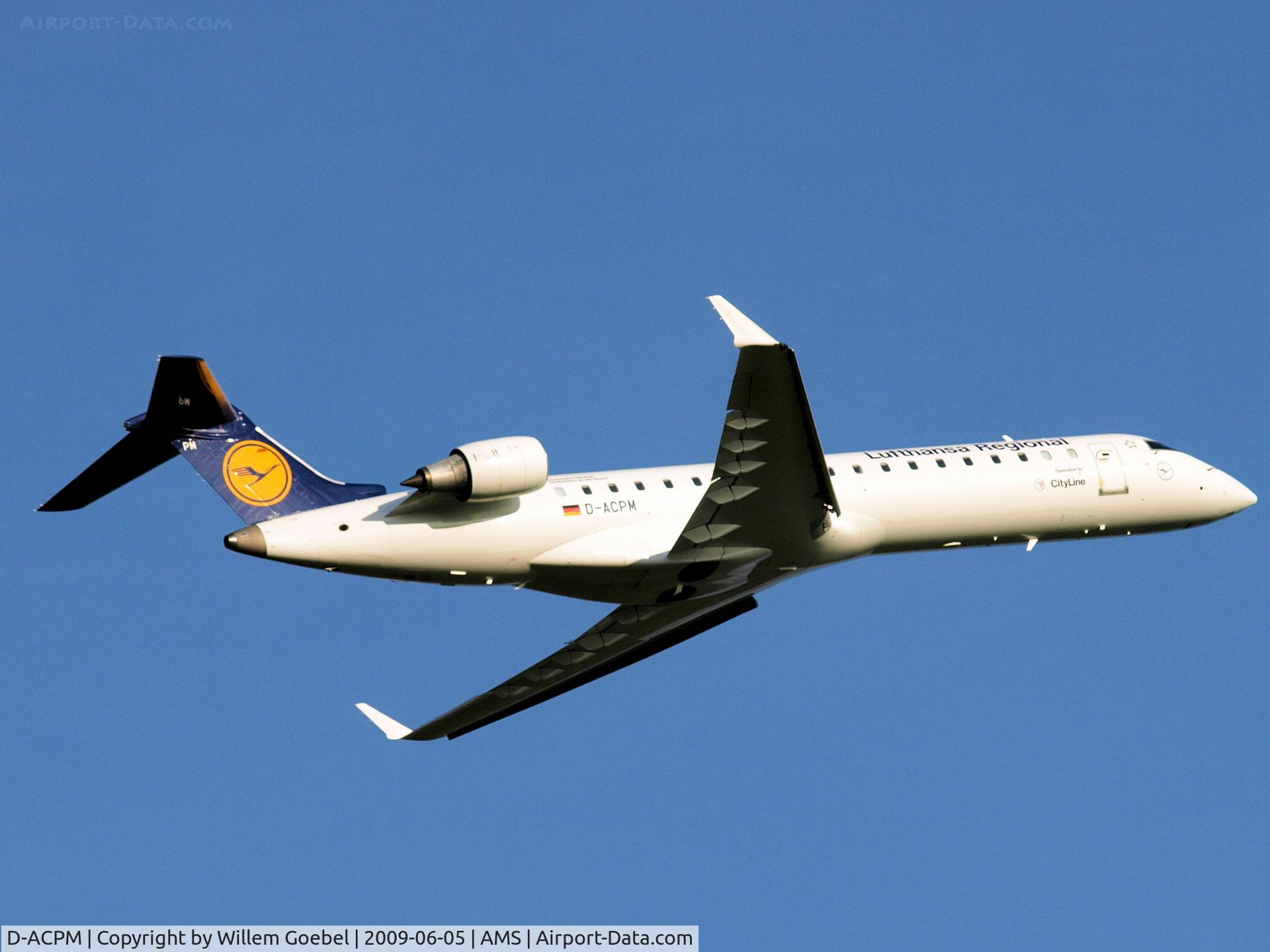 D-ACPM, 2003 Bombardier CRJ-701ER (CL-600-2C10) Regional Jet C/N 10080, Take off from Schiphol Airport